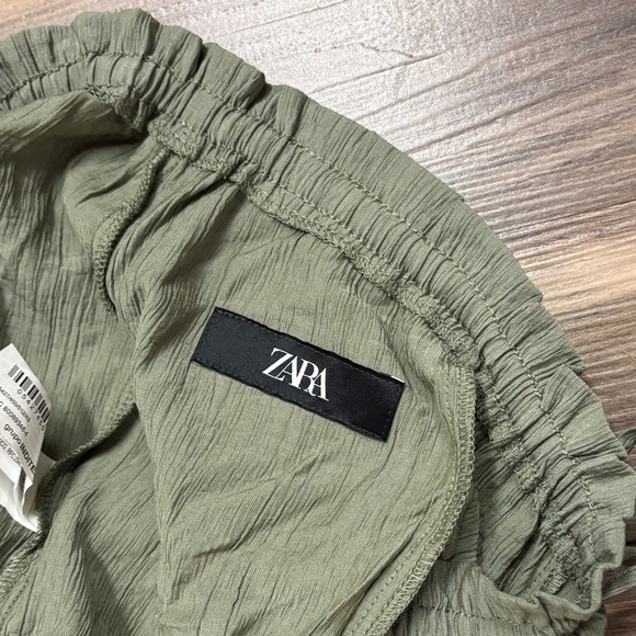 Zara Olive Textured Pants - Picture 3 of 6
